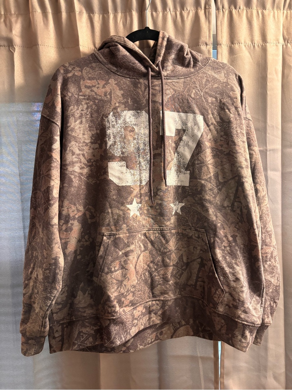 Urban Outfitters Brown Camouflage Zip-Up Hoodie with '97' Graphic